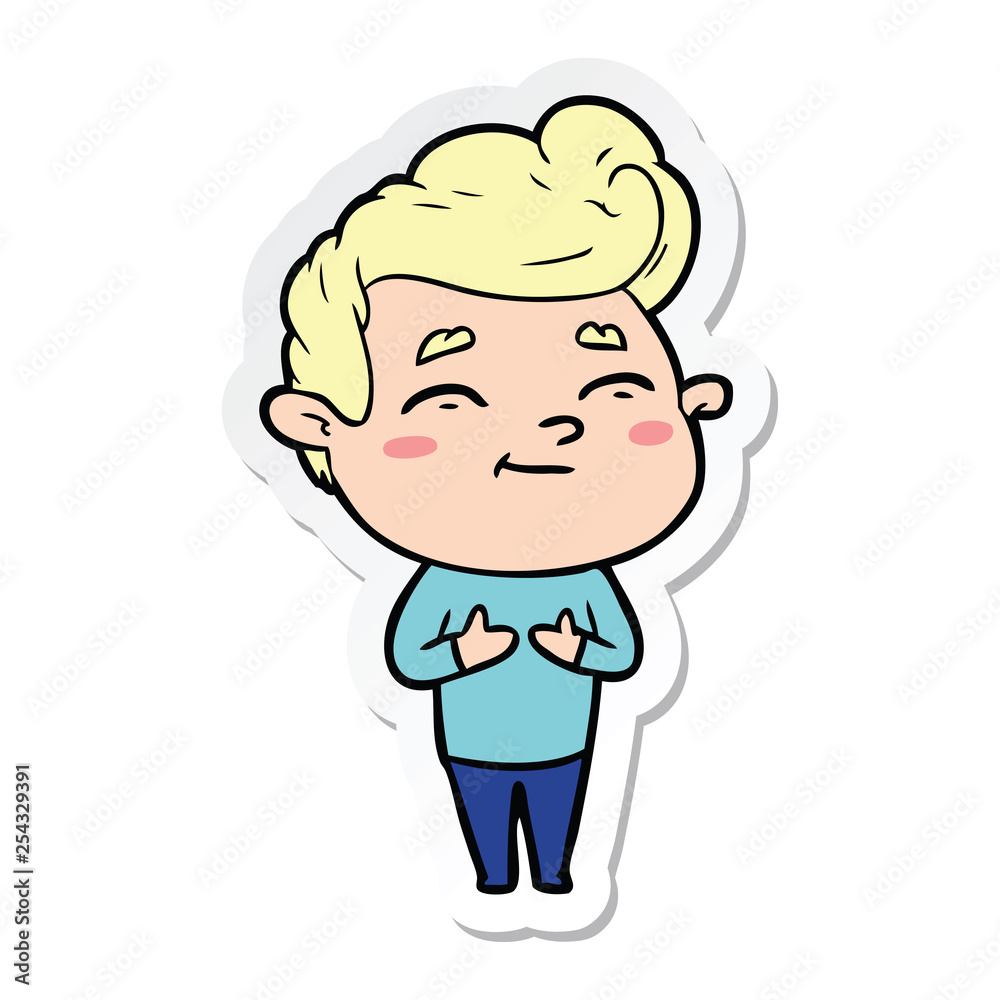 sticker of a happy cartoon man sticker of a happy cartoon man