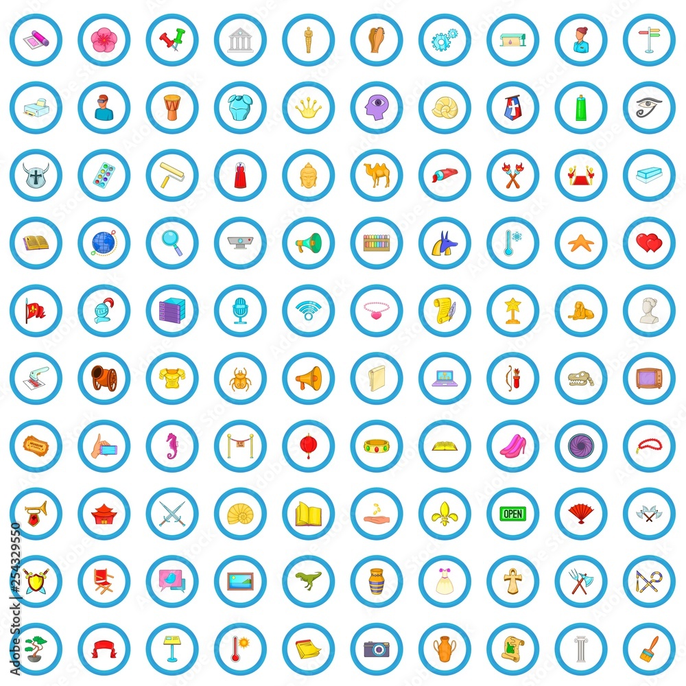 100 exhibition icons set in cartoon style for any design vector illustration 100 exhibition icons set in cartoon style for any design vector illustration