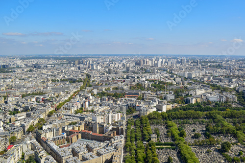 Aerial View of Paris Skyline in Summer