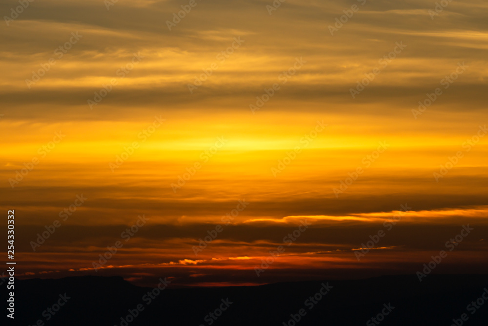Golden sky before sunrise