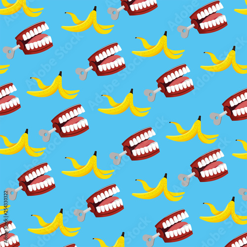 funny teeth with banana to fools day background