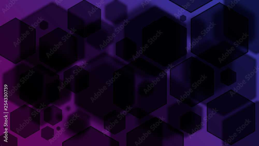 Obraz premium Dark illustration. Abstract black hexagons texture. Black bokeh effect