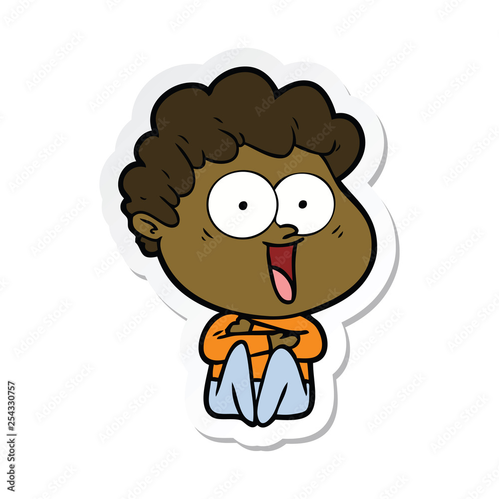 sticker of a excited man cartoon sticker of a excited man cartoon