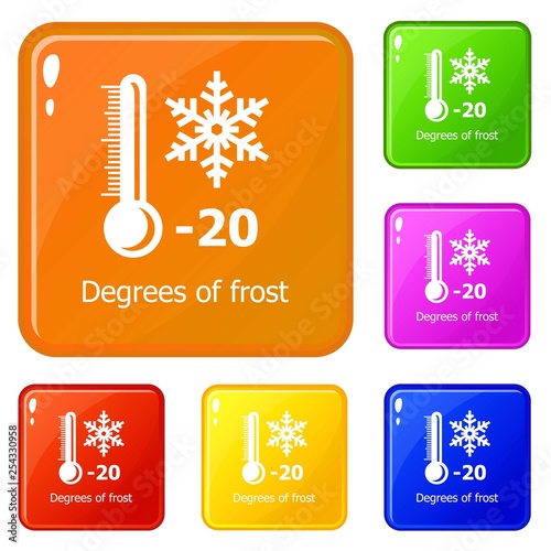 Frost icons set collection vector 6 color isolated on white background