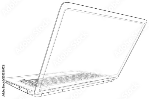 Laptop. outline computer. Vector illustration Illustration of 3d