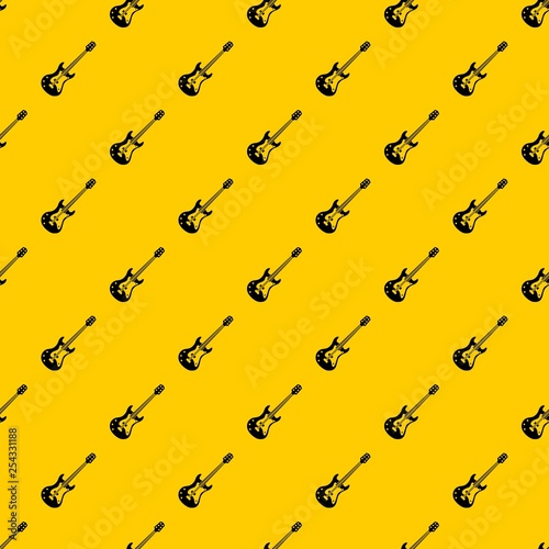 Classical electric guitar pattern seamless vector repeat geometric yellow for any design