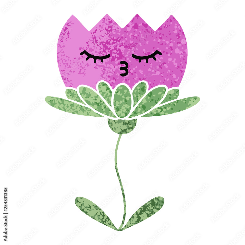retro illustration style cartoon flower retro illustration style cartoon flower