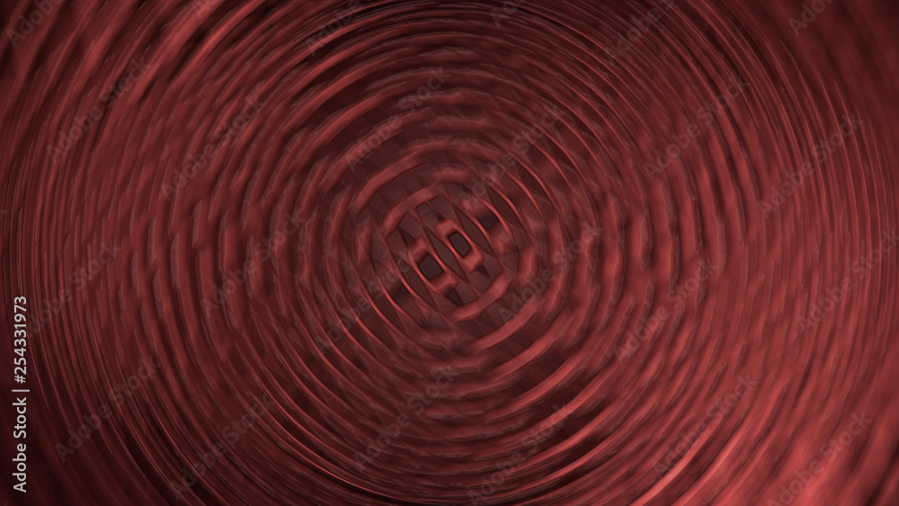 Abstract red geometric waves background. Circles wave texture