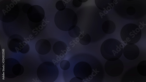 Abstract blue background with black circles. Black bokeh backdrop