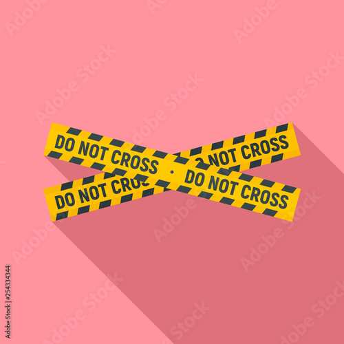 Do not cross police line icon. Flat illustration of do not cross police line vector icon for web design