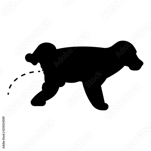 Pissing dog Puppy pissing Pet pissing with raised leg icon black color vector illustration flat style image