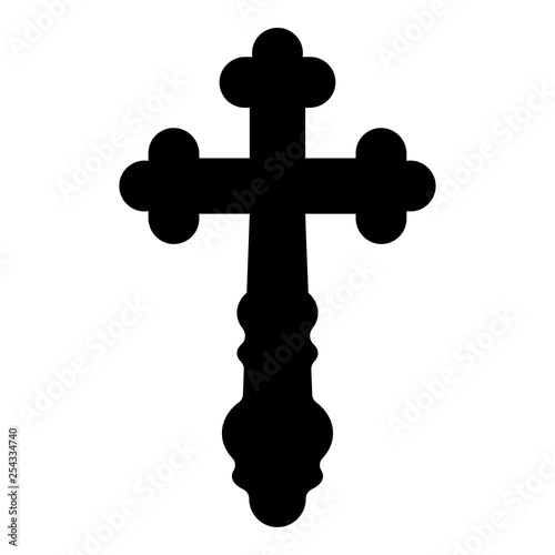 Cross trefoil shamrock Cross monogram Religious cross icon black color vector illustration flat style image