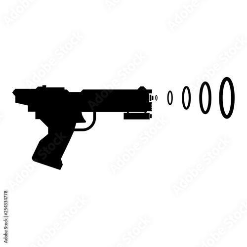 Space Blaster Children's Toy Futuristic gun Space gun shooting blaster wave icon black color vector illustration flat style image