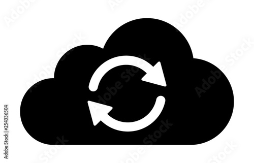 Cloud sync or cloud refresh with arrows flat vector icon for apps and websites