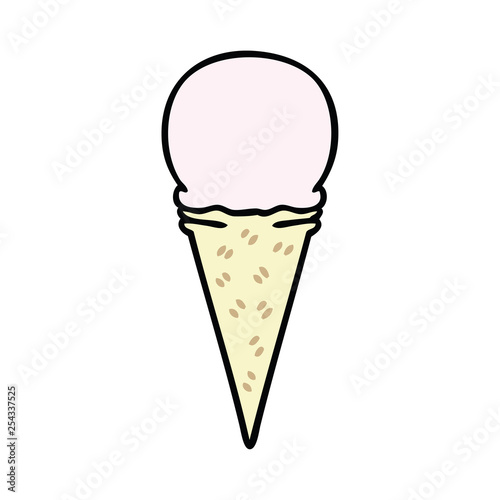 quirky hand drawn cartoon strawberry ice cream cone