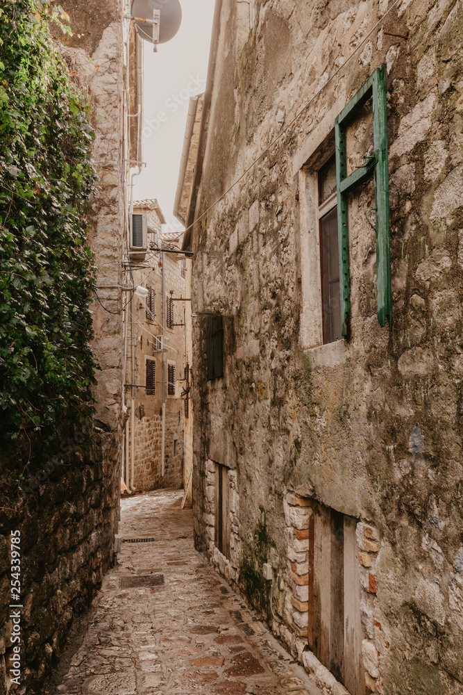 old streets of Kotor, Montenegro.