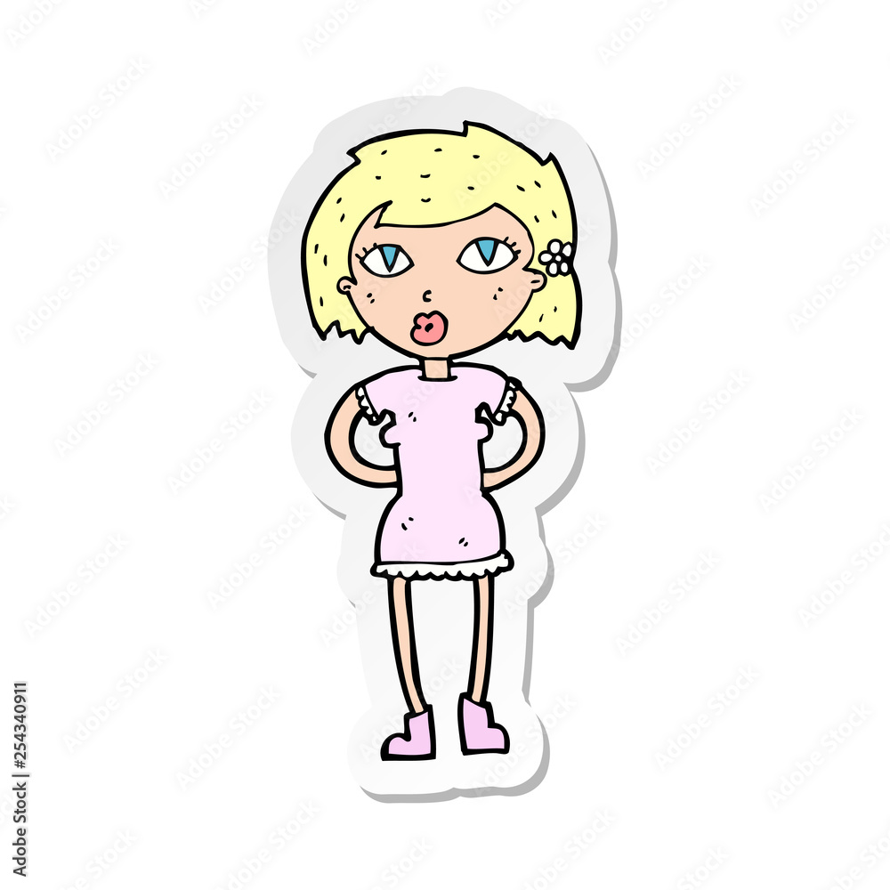sticker of a cartoon woman sticker of a cartoon woman