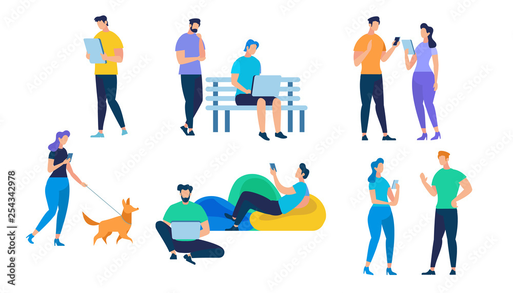 People Characters Set Isolated on White Background Stock Vector | Adobe ...