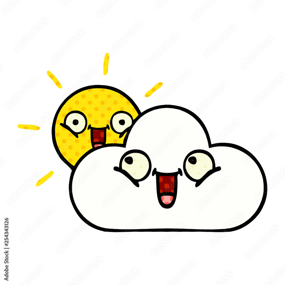 comic book style cartoon sunshine and cloud comic book style cartoon sunshine and cloud