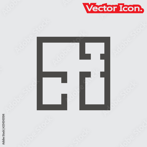 House plan Icon isolated sign symbol and flat style for app, web and digital design. Vector illustration.