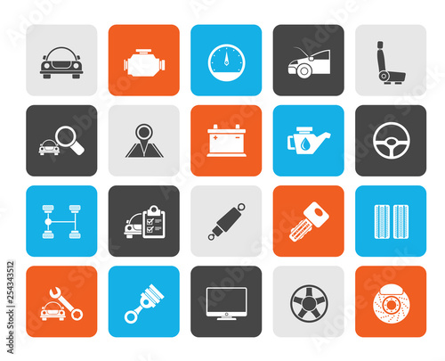 Auto service and car part icons - vector icon set