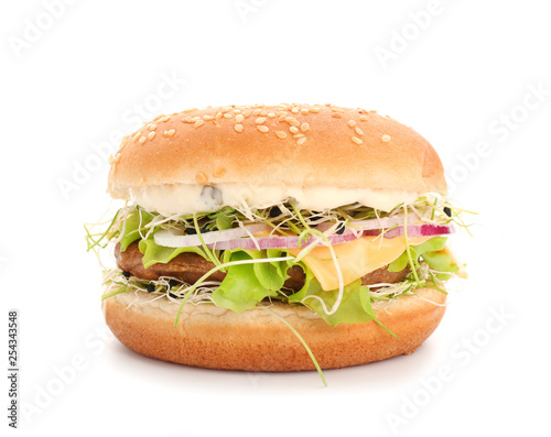 Tasty burger on white background © Pixel-Shot