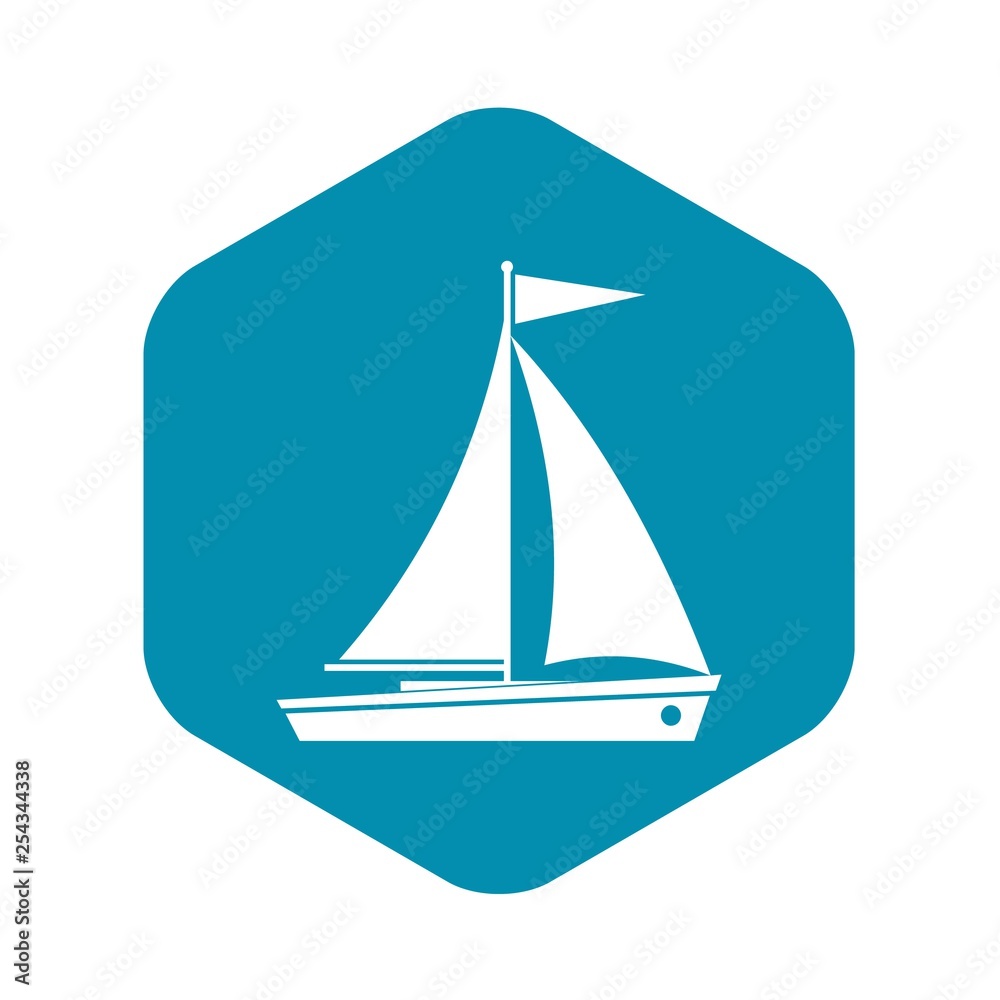 Yacht icon in simple style isolated on white background