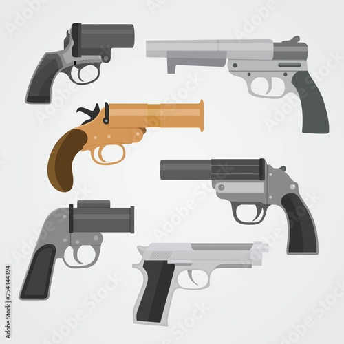 Set pistol weapon collections Vector Illustration