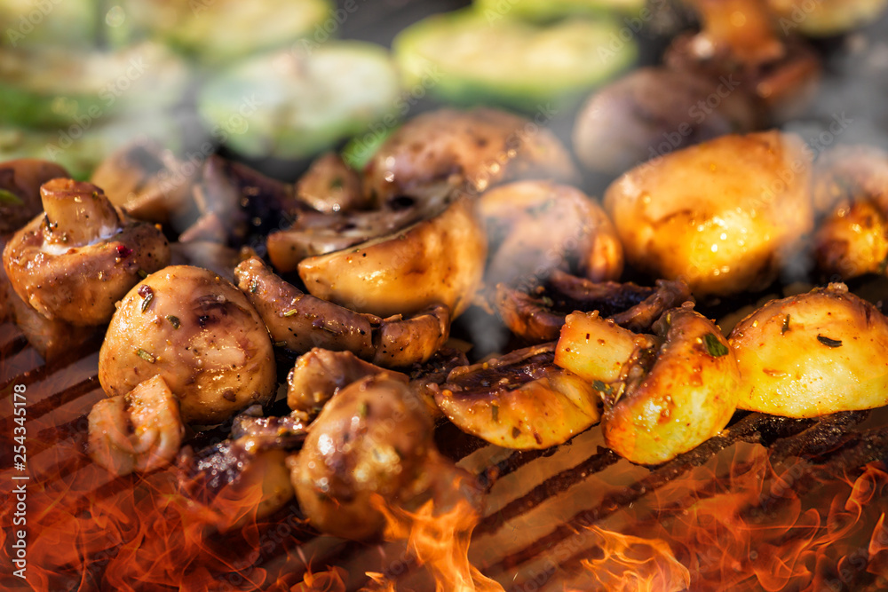 vegetables on the grill over low heat for preparing vegetables on the grill over low heat for preparing