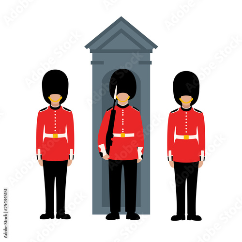 Queen's Guard, vector illustration, flat style photo