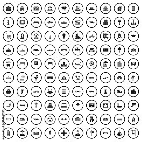 100 urban icons set in simple style for any design vector illustration