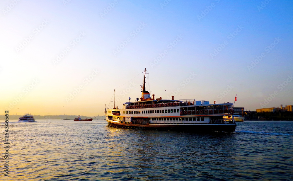 Passenger Ferry arriving the port in Istanbul