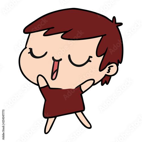 cartoon of cute kawaii short haired girl
