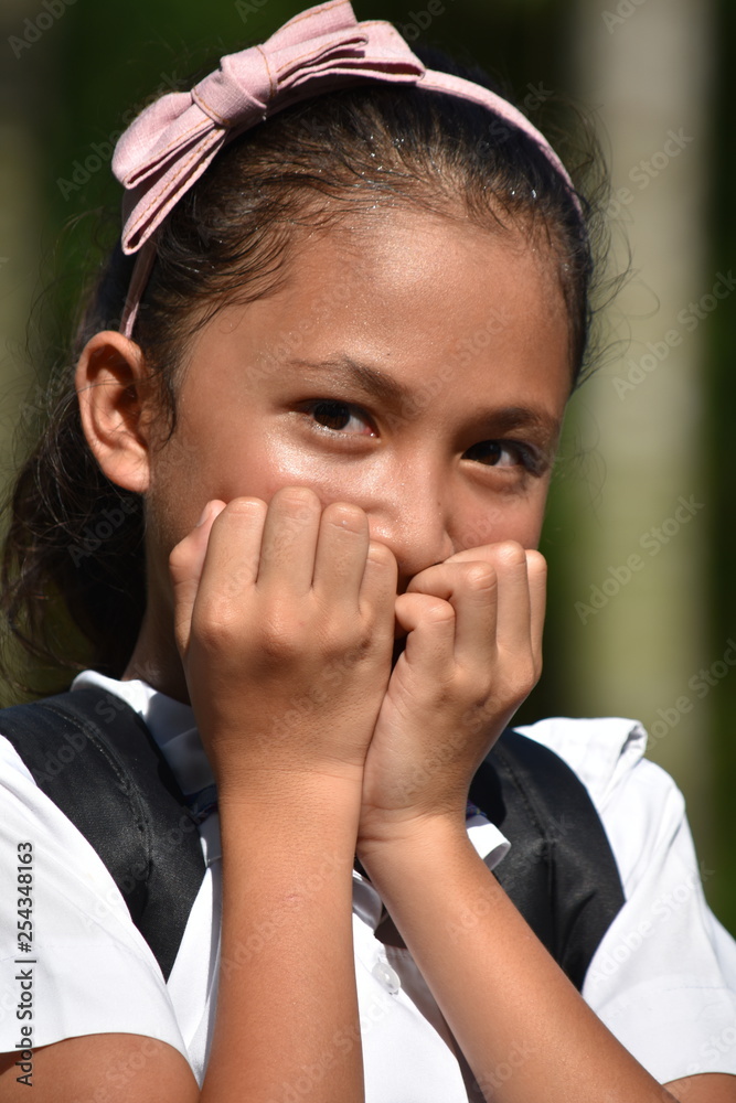 Diverse Girl Student Afraid