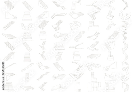 Set with contours of ladders of a various form and types. Vector illustration