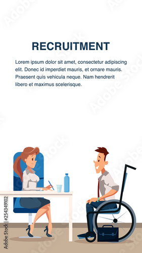 Happy Disabled Man Join Office Team. Job Interview