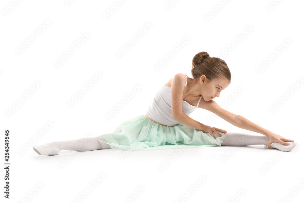 Cute little ballerina on white background Cute little ballerina on white background