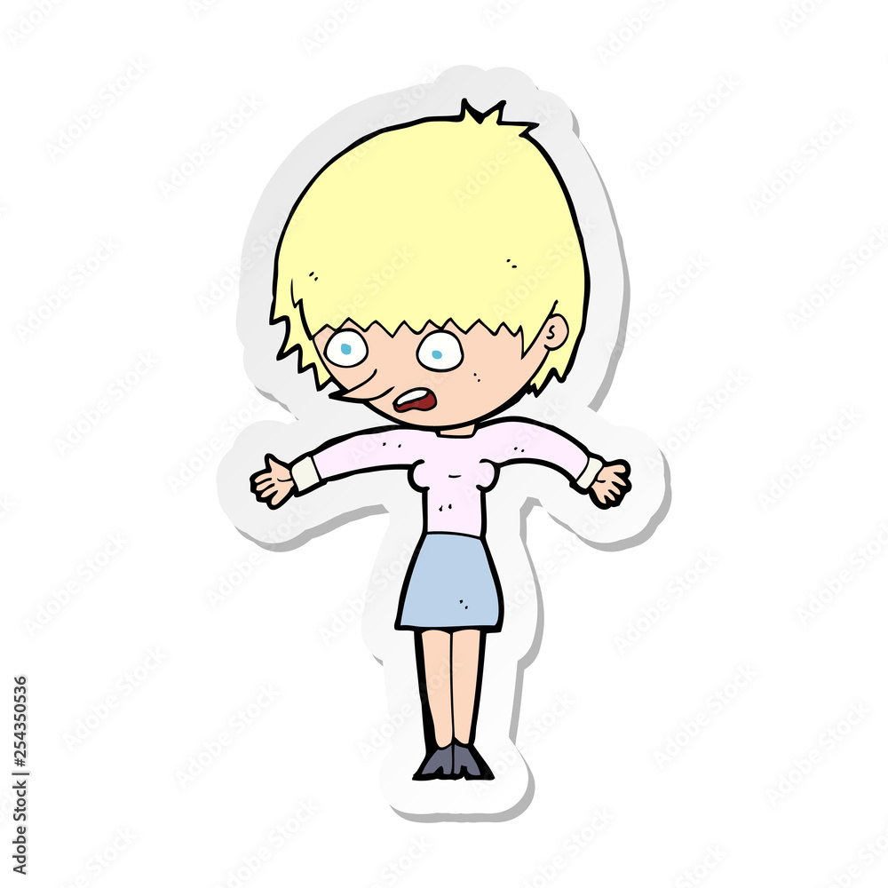 sticker of a cartoon woman panicking sticker of a cartoon woman panicking