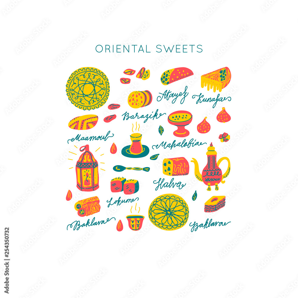 Oriental sweets vector