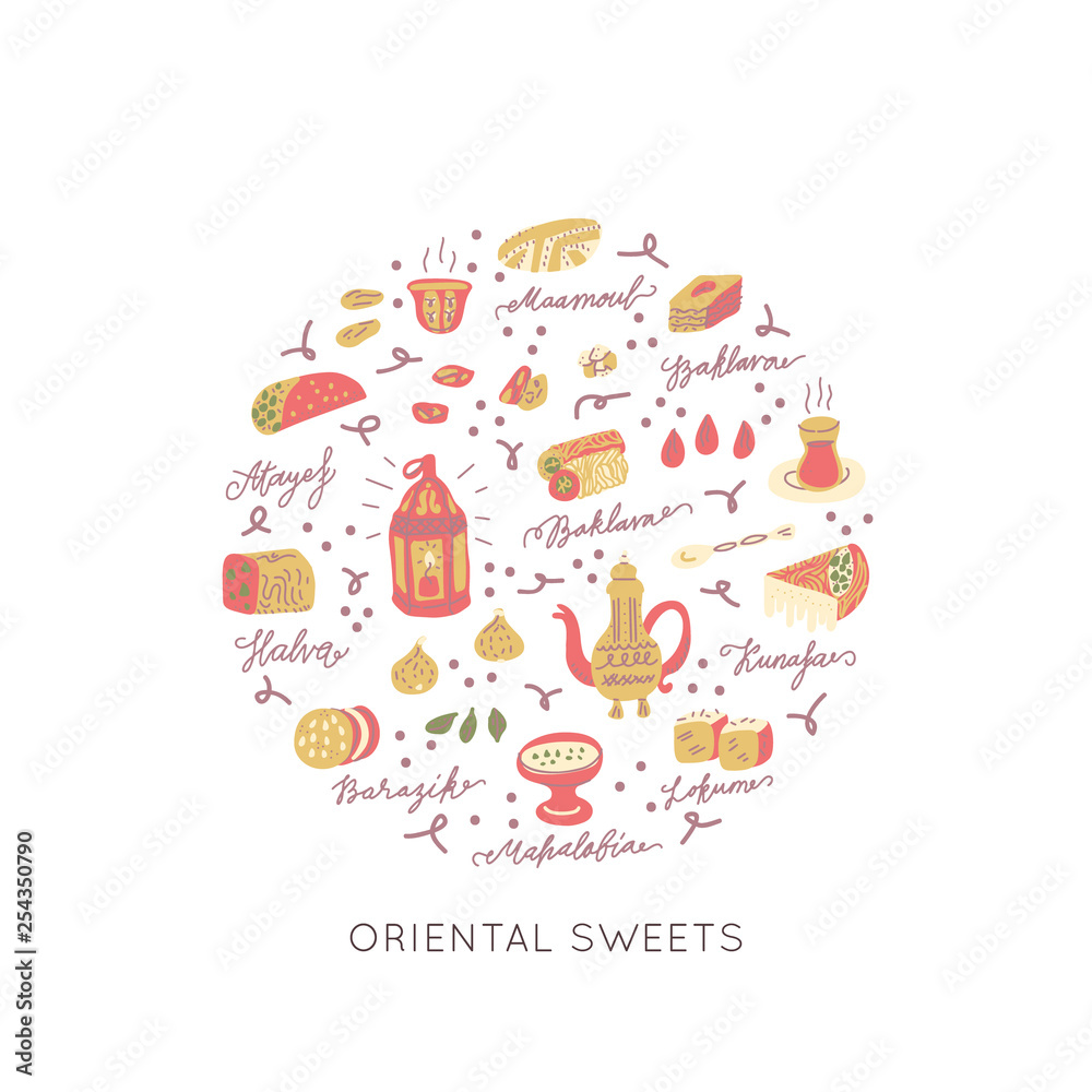 Oriental sweets vector