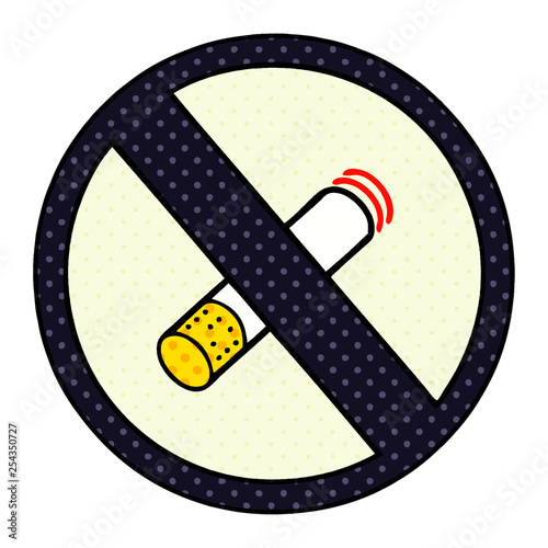 comic book style cartoon no smoking allowed sign