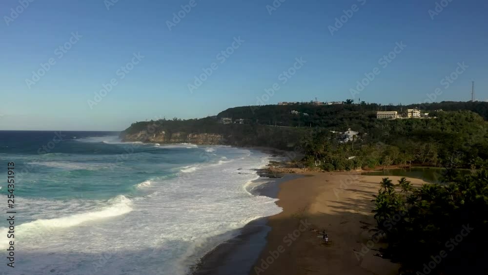 Aerial view of the beach shore and the coast Aerial view of the beach shore and the coast