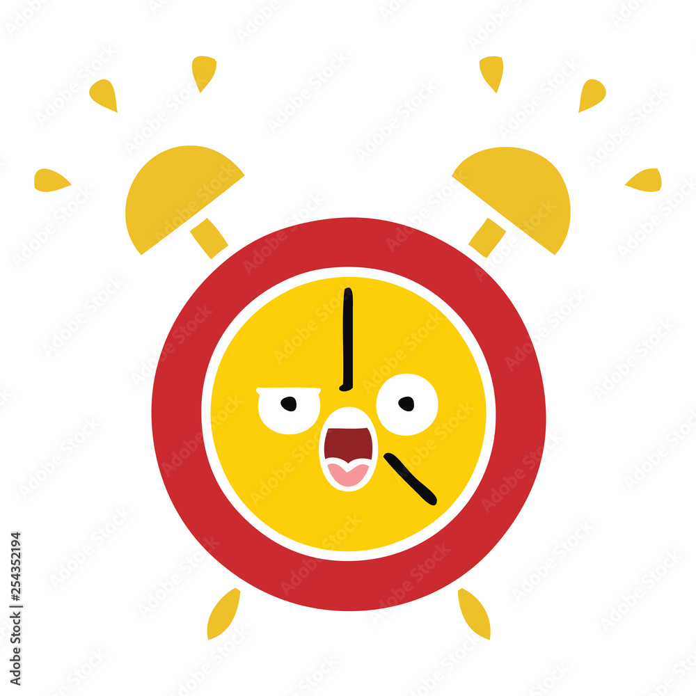 flat color retro cartoon alarm clock flat color retro cartoon alarm clock