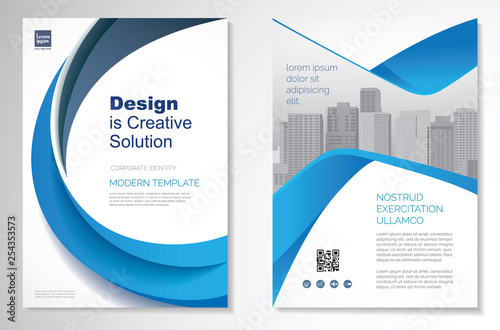 Template vector design for Brochure, AnnualReport, Magazine, Poster, Corporate Presentation, Portfolio, Flyer, infographic, layout modern with blue color size A4, Front and back, Easy to use and edit.