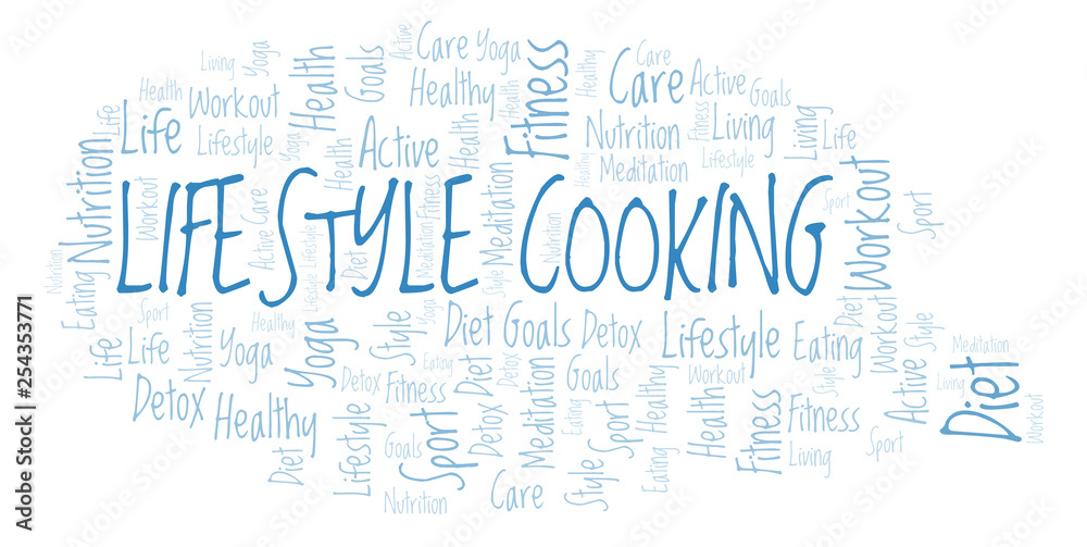 Obraz premium Lifestyle Cooking word cloud.