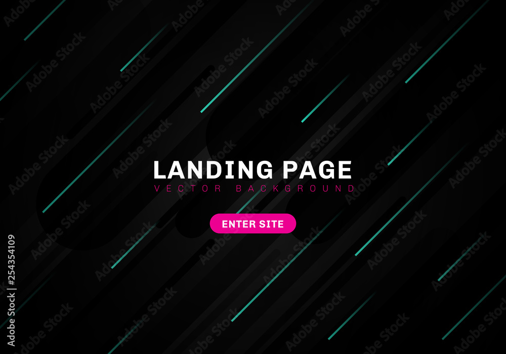 Abstract minimal geometric black color background technology style. template website landing page. Dynamic blue elements composition Abstract minimal geometric black color background technology style. template website landing page. Dynamic blue elements composition