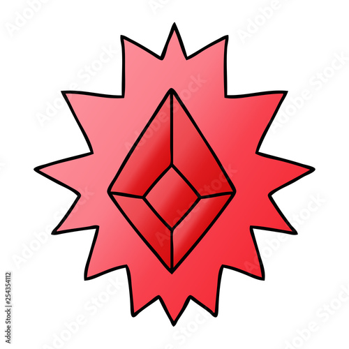 gradient cartoon doodle of a red bright jewel