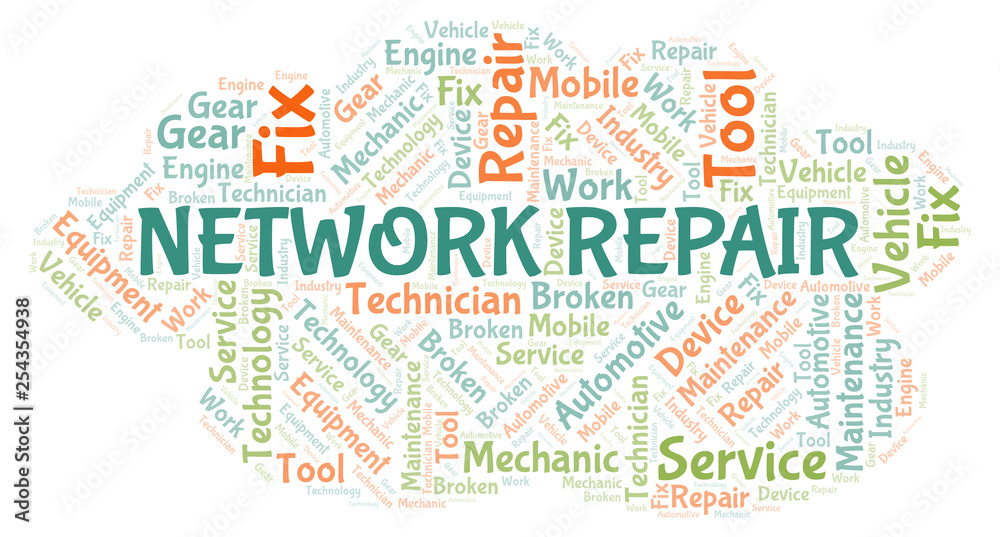 Fototapeta premium Network Repair word cloud.