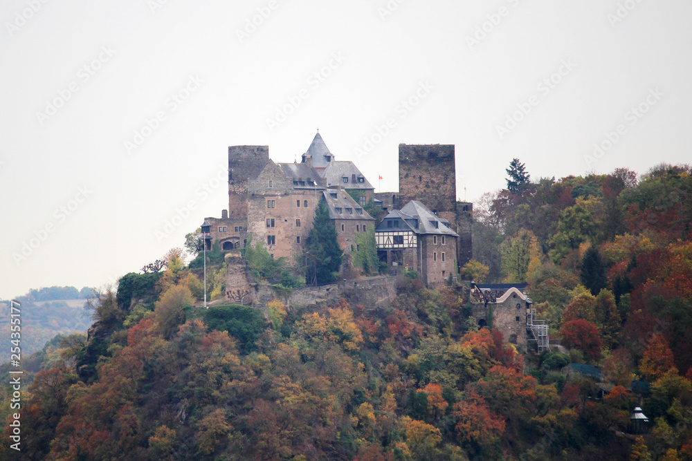 Castle Schoenburg in Oberwesel town in the Rhine valley, Germany