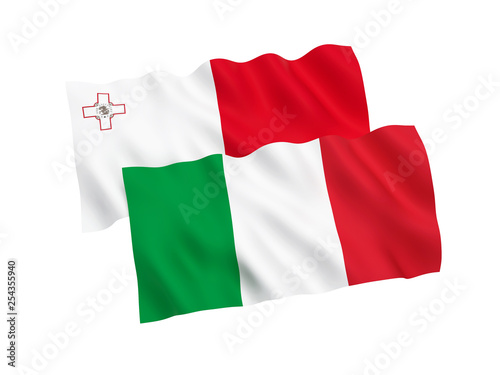 Flags of Italy and Malta on a white background